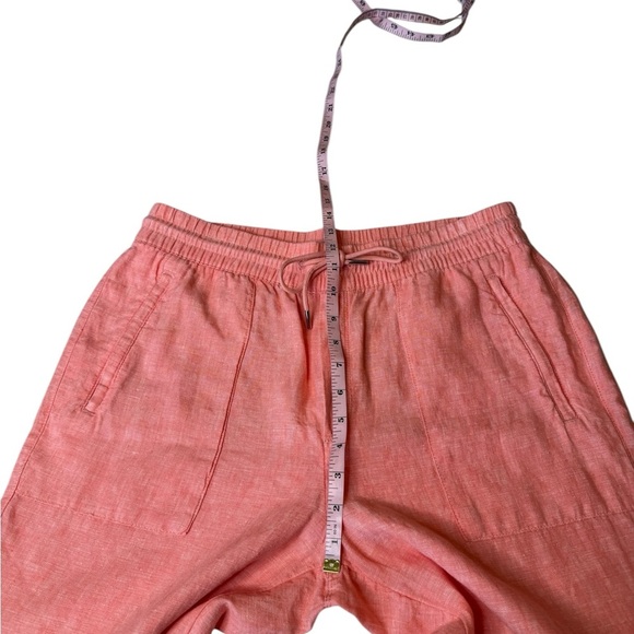 Athleta Retreat Linen Drawstring Waist Joggers Sunset Glow Garden Orange Size 12 - Picture 6 of 16